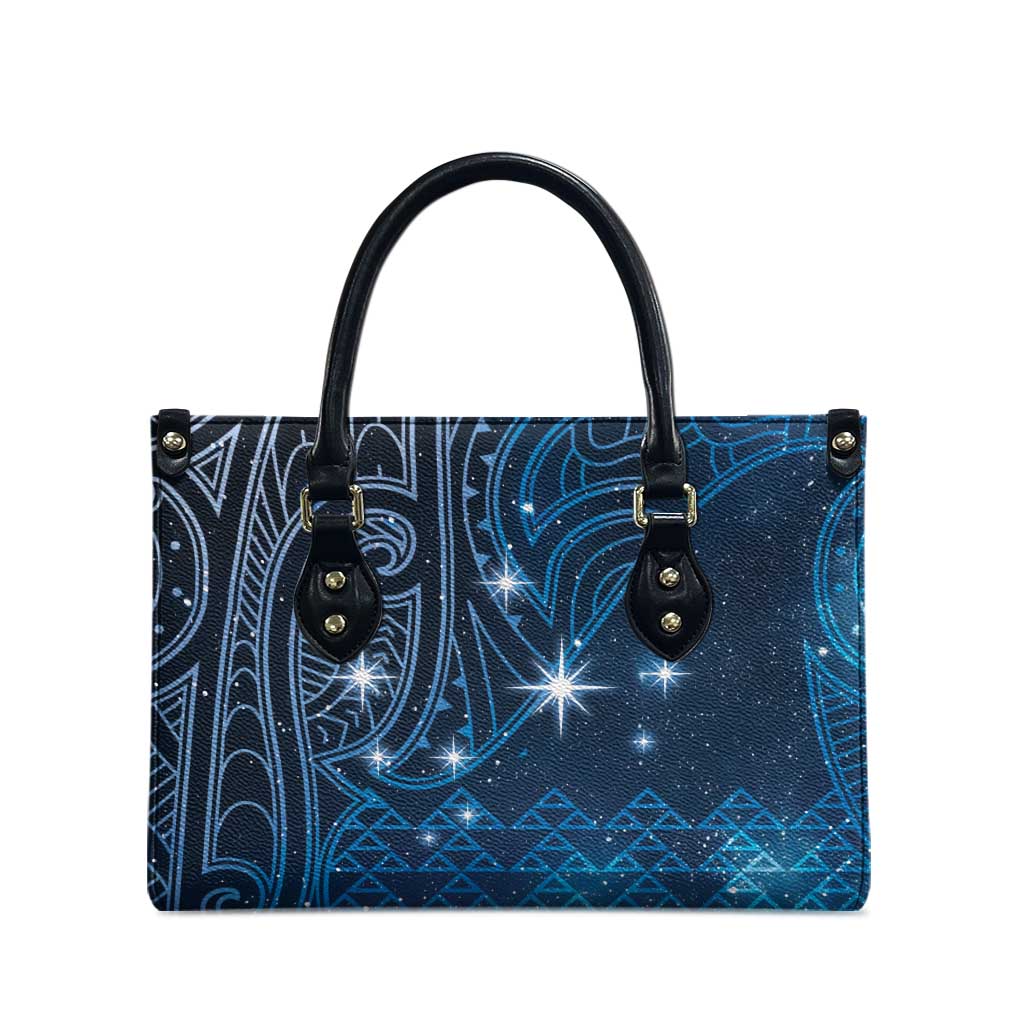 New Zealand Matariki Leather Bag Taniko Aramoana With Maori Galaxy Sky Night - Aussie Hoodie