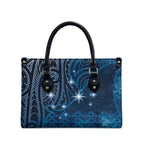 New Zealand Matariki Leather Bag Taniko Aramoana With Maori Galaxy Sky Night - Aussie Hoodie