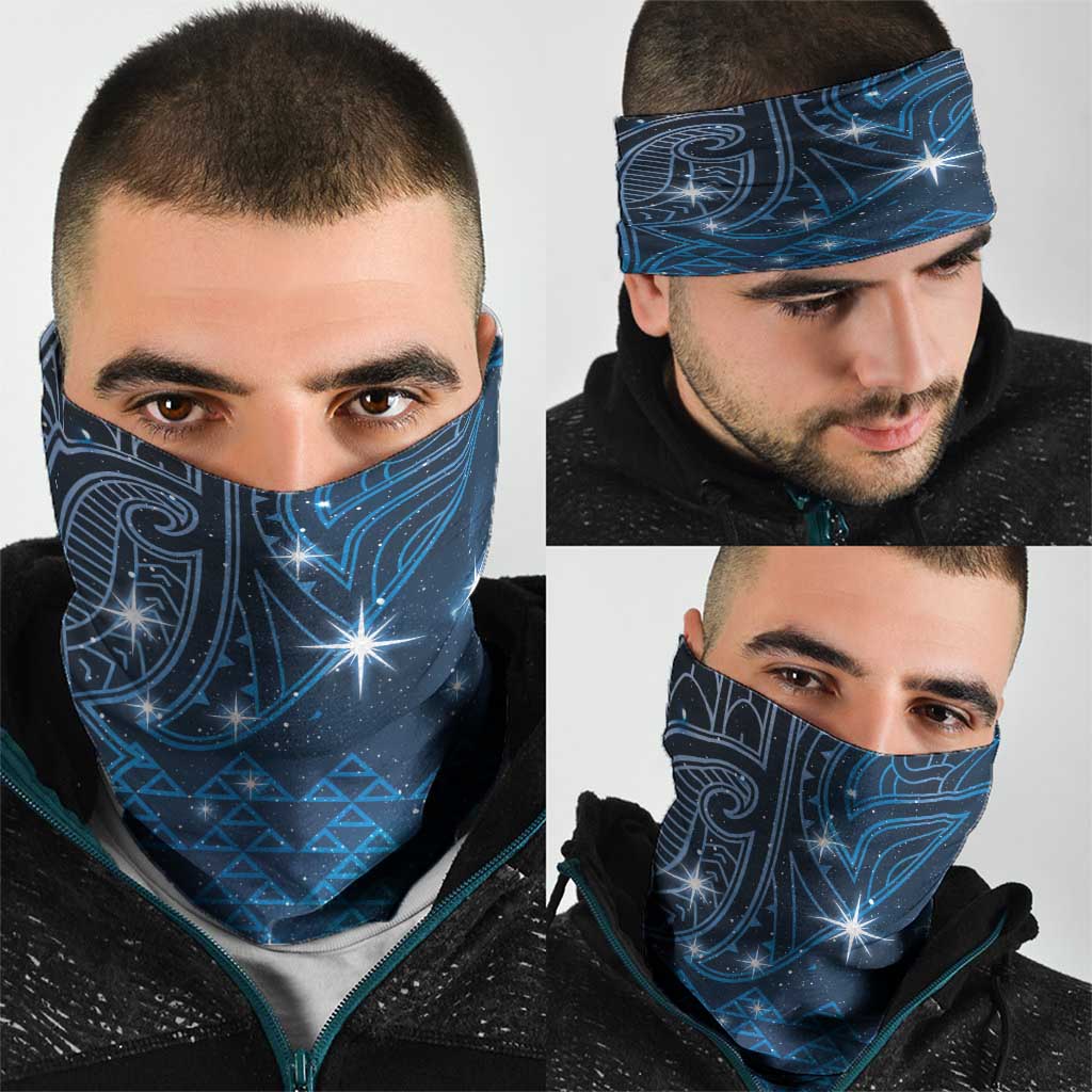 New Zealand Matariki Neck Gaiter Taniko Aramoana With Maori Galaxy Sky Night - Aussie Hoodie