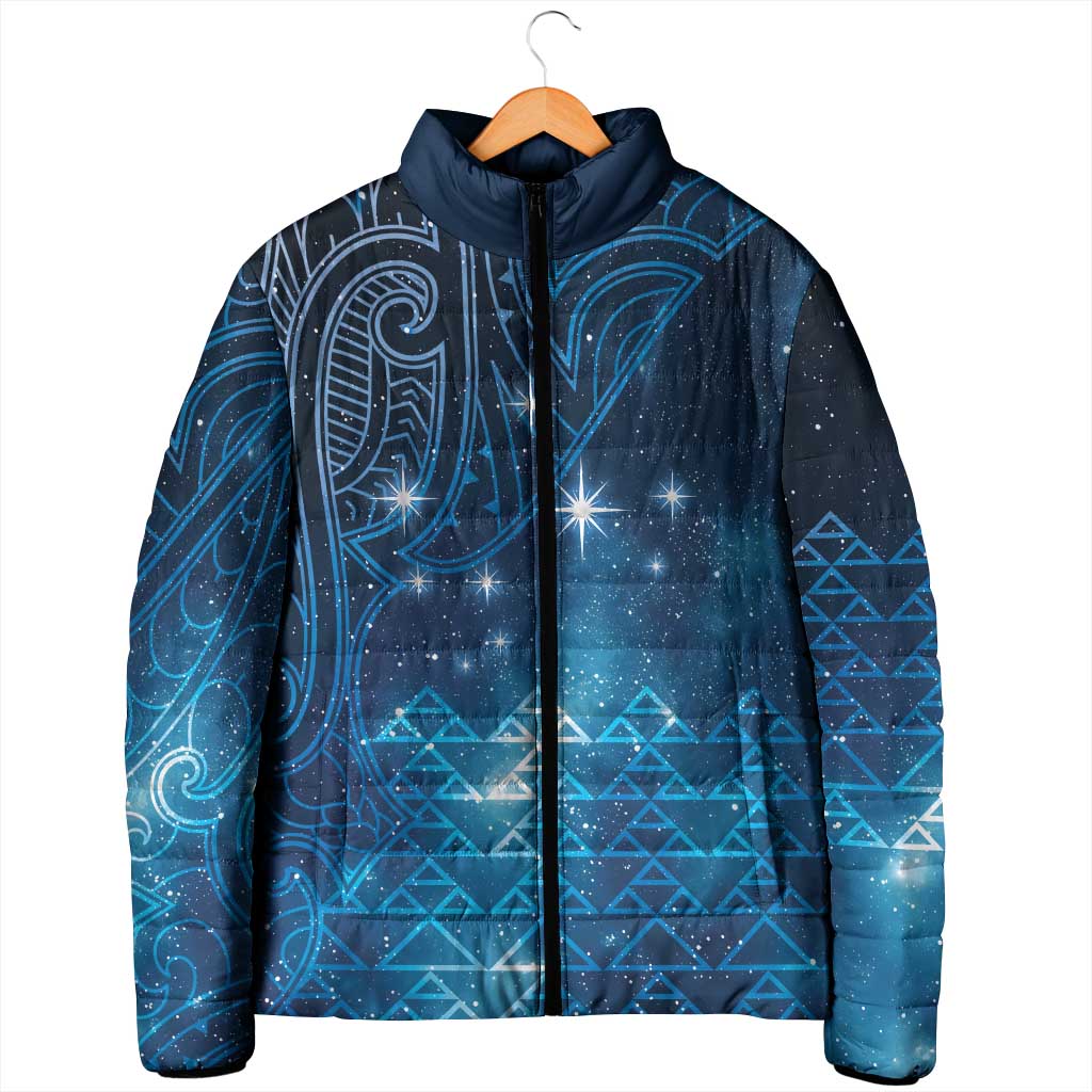 New Zealand Matariki Padded Jacket Taniko Aramoana With Maori Galaxy Sky Night - Aussie Hoodie