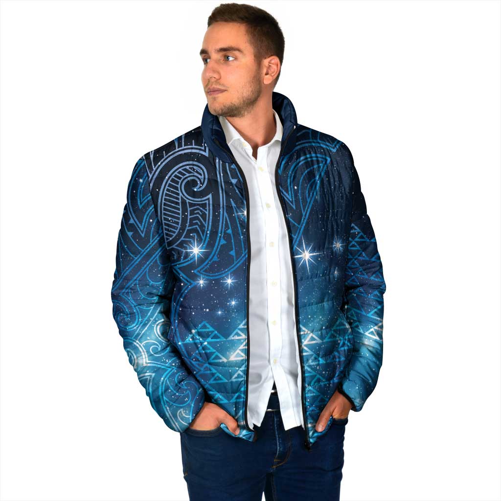 New Zealand Matariki Padded Jacket Taniko Aramoana With Maori Galaxy Sky Night - Aussie Hoodie