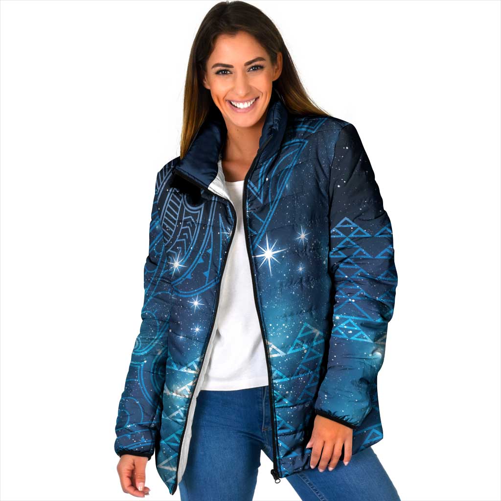 New Zealand Matariki Padded Jacket Taniko Aramoana With Maori Galaxy Sky Night - Aussie Hoodie