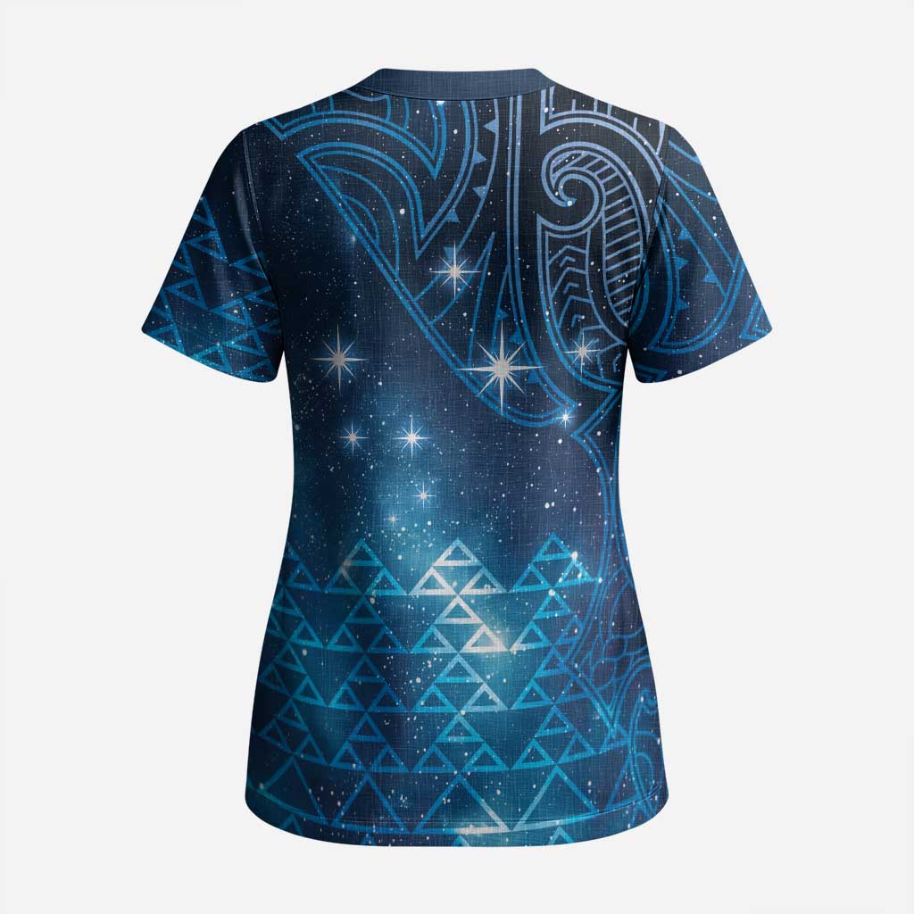 New Zealand Matariki Scrub Top Taniko Aramoana With Maori Galaxy Sky Night - Aussie Hoodie