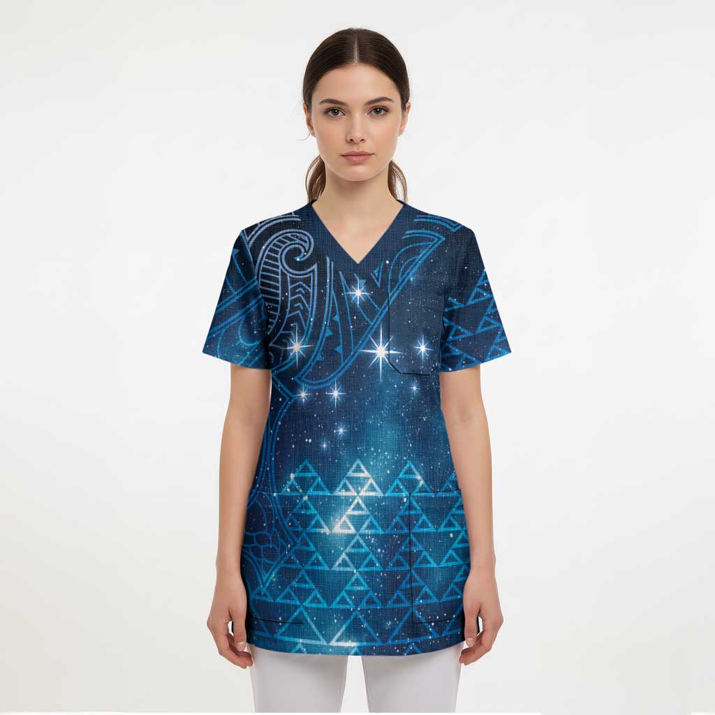 New Zealand Matariki Scrub Top Taniko Aramoana With Maori Galaxy Sky Night - Aussie Hoodie