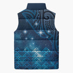 New Zealand Matariki Sleeveless Puffer Jacket Taniko Aramoana With Maori Galaxy Sky Night - Aussie Hoodie