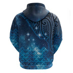 New Zealand Matariki Zip Hoodie Taniko Aramoana With Maori Galaxy Sky Night