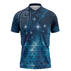 New Zealand Matariki Zipper Polo Shirt Taniko Aramoana With Maori Galaxy Sky Night - Aussie Hoodie