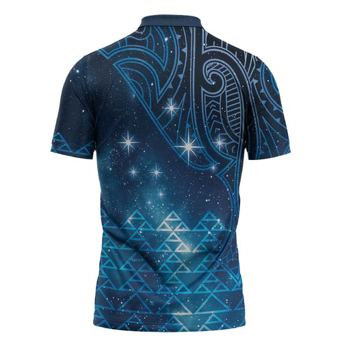 New Zealand Matariki Zipper Polo Shirt Taniko Aramoana With Maori Galaxy Sky Night - Aussie Hoodie