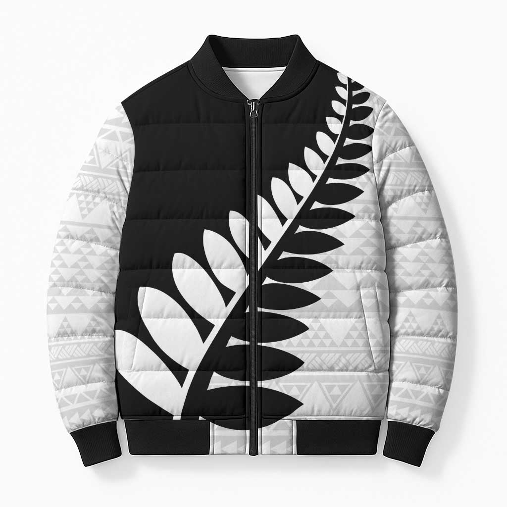 New Zealand Silver Fern Niho Taniwha Bomber Puffer Jacket - Aussie Hoodie