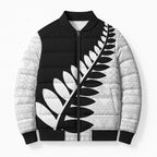 New Zealand Silver Fern Niho Taniwha Bomber Puffer Jacket - Aussie Hoodie