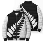 New Zealand Silver Fern Niho Taniwha Bomber Puffer Jacket - Aussie Hoodie
