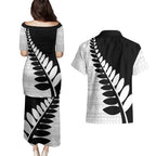 New Zealand Silver Fern Niho Taniwha Couples Matching Puletasi and Hawaiian Shirt