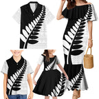 New Zealand Silver Fern Niho Taniwha Family Matching Mermaid Dress and Hawaiian Shirt