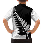 New Zealand Silver Fern Niho Taniwha Family Matching Off The Shoulder Long Sleeve Dress and Hawaiian Shirt