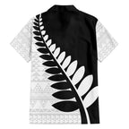 New Zealand Silver Fern Niho Taniwha Family Matching Off Shoulder Short Dress and Hawaiian Shirt