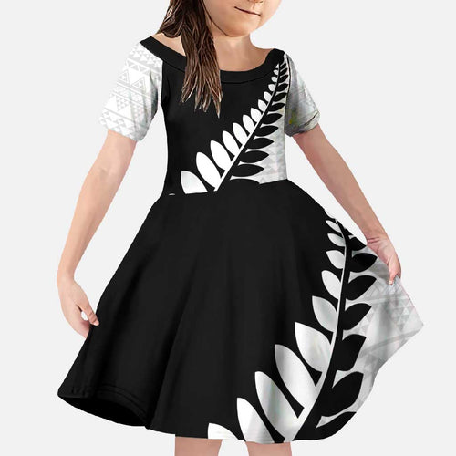 New Zealand Silver Fern Niho Taniwha Family Matching Tank Maxi Dress and Hawaiian Shirt