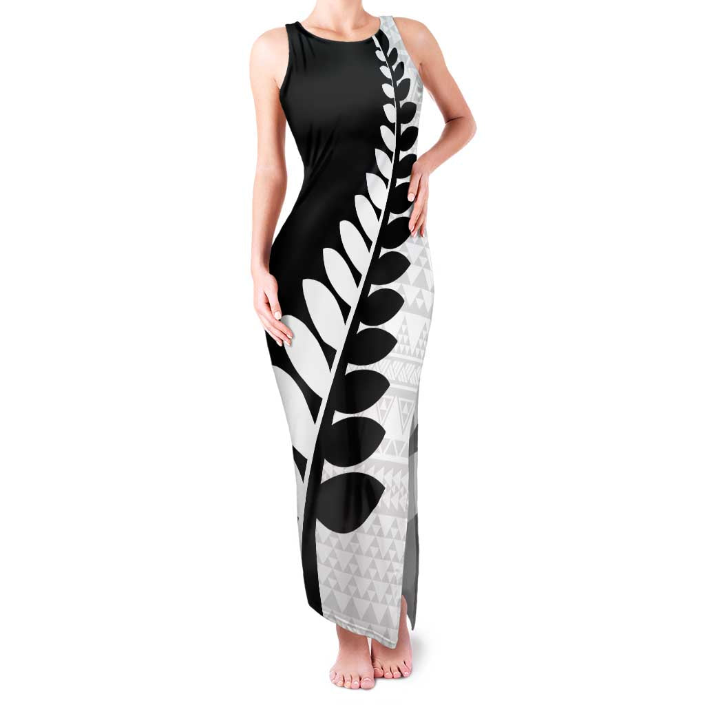 New Zealand Silver Fern Niho Taniwha Family Matching Tank Maxi Dress and Hawaiian Shirt