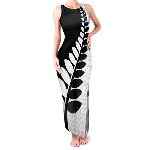 New Zealand Silver Fern Niho Taniwha Family Matching Tank Maxi Dress and Hawaiian Shirt