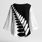 New Zealand Silver Fern Niho Taniwha Kimono Sleeve Blouse - Aussie Hoodie