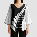 New Zealand Silver Fern Niho Taniwha Kimono Sleeve Blouse - Aussie Hoodie