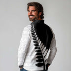 New Zealand Silver Fern Niho Taniwha Long Sleeve Polo Shirt
