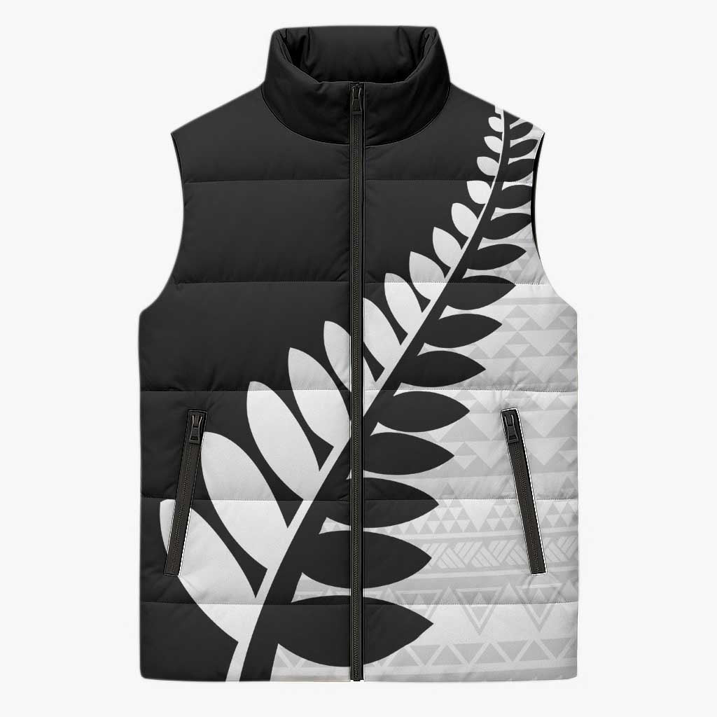 New Zealand Silver Fern Niho Taniwha Sleeveless Puffer Jacket - Aussie Hoodie
