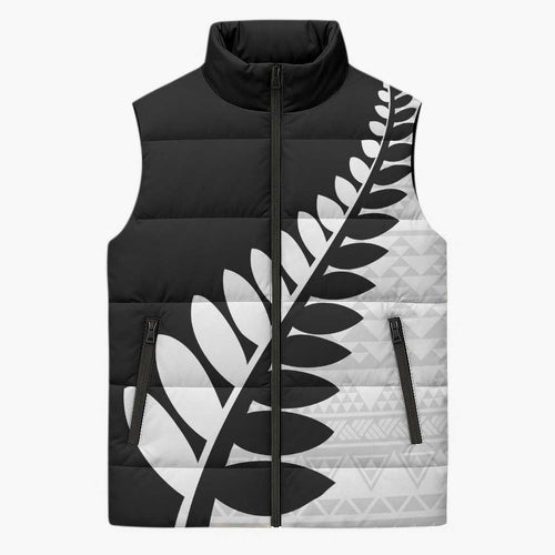 New Zealand Silver Fern Niho Taniwha Sleeveless Puffer Jacket - Aussie Hoodie