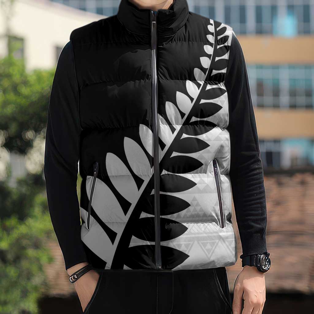 New Zealand Silver Fern Niho Taniwha Sleeveless Puffer Jacket - Aussie Hoodie