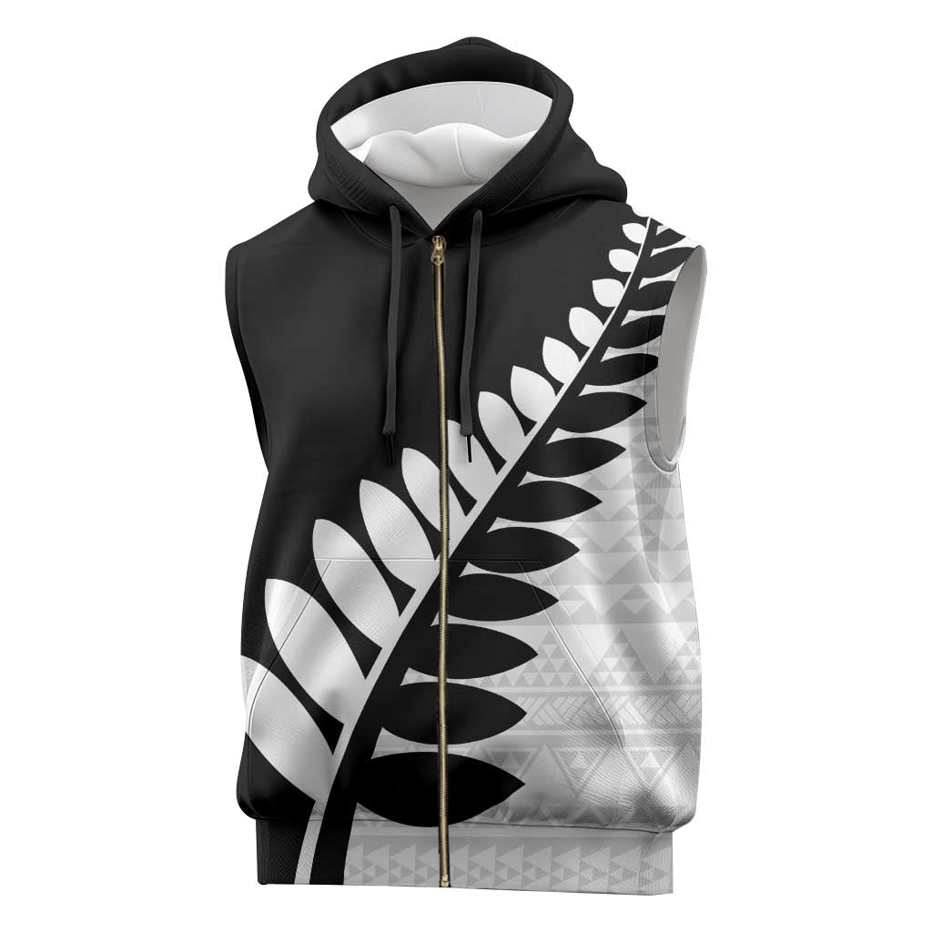 New Zealand Silver Fern Niho Taniwha Sleeveless Zip Hoodie - Aussie Hoodie