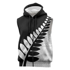 New Zealand Silver Fern Niho Taniwha Sleeveless Zip Hoodie LT9