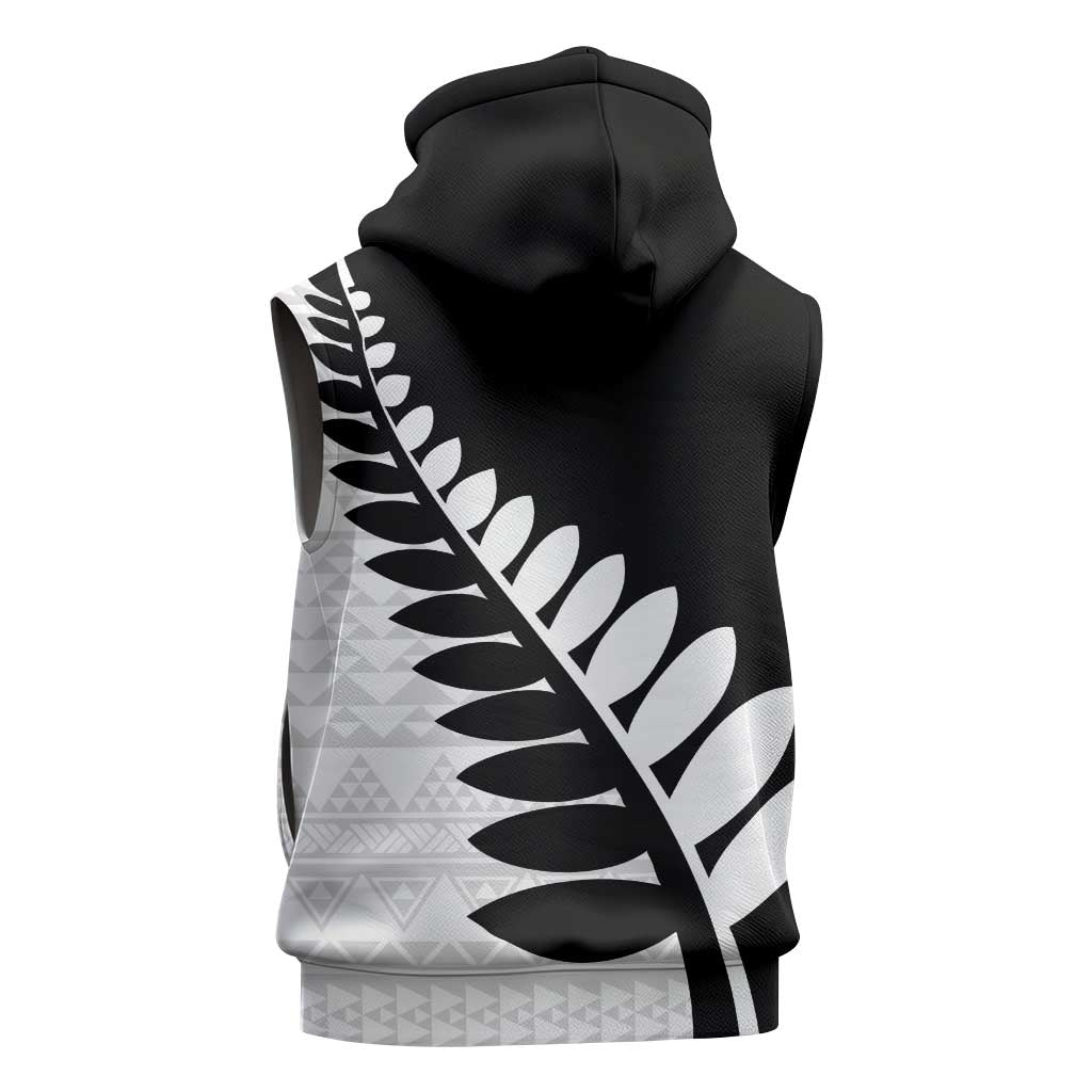 New Zealand Silver Fern Niho Taniwha Sleeveless Zip Hoodie LT9