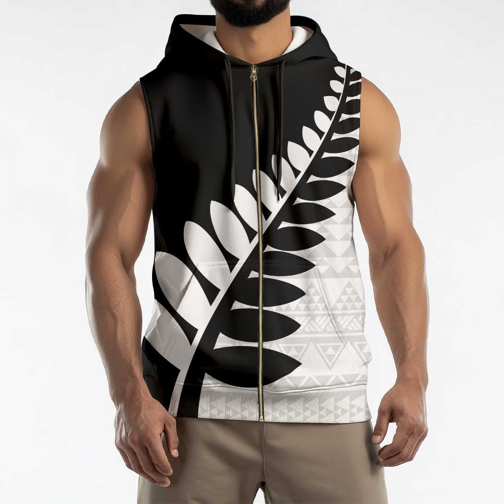 New Zealand Silver Fern Niho Taniwha Sleeveless Zip Hoodie - Aussie Hoodie
