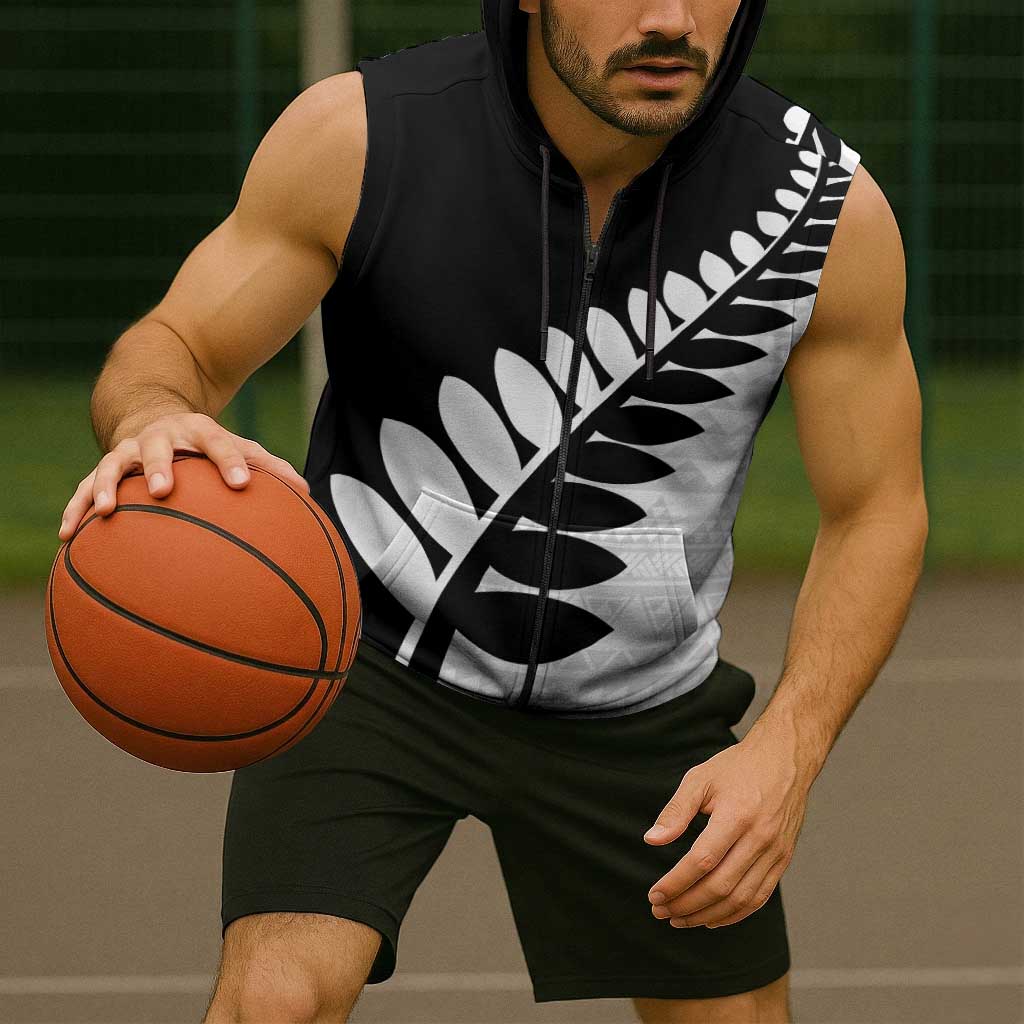 New Zealand Silver Fern Niho Taniwha Sleeveless Zip Hoodie LT9