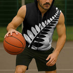 New Zealand Silver Fern Niho Taniwha Sleeveless Zip Hoodie LT9