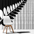 New Zealand Silver Fern Niho Taniwha Window Curtain