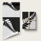 New Zealand Silver Fern Niho Taniwha Wrapping Paper - Aussie Hoodie