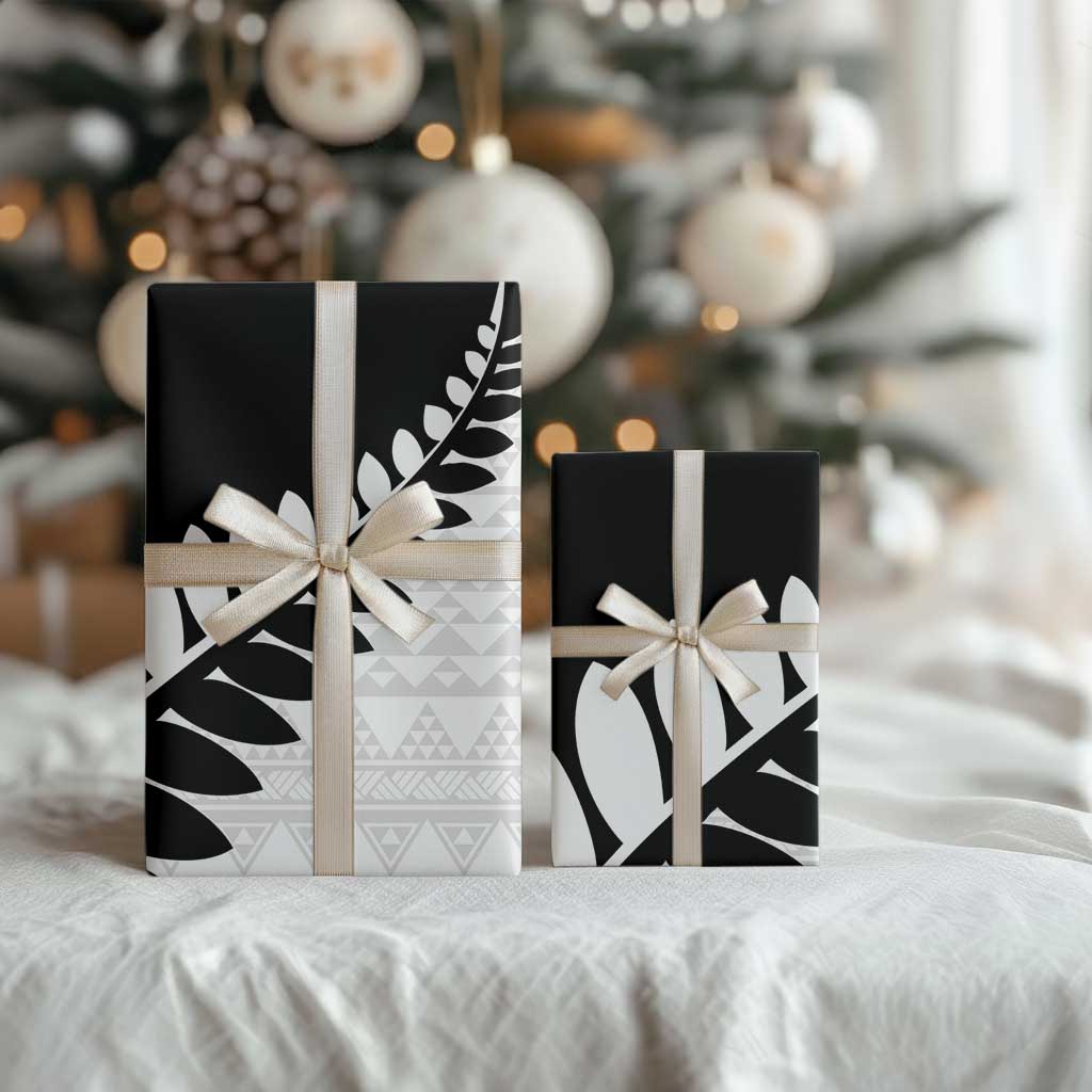New Zealand Silver Fern Niho Taniwha Wrapping Paper - Aussie Hoodie