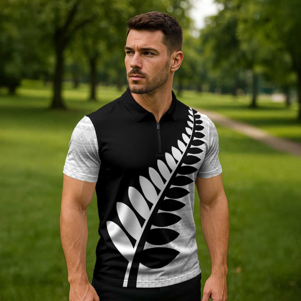 New Zealand Silver Fern Niho Taniwha Zipper Polo Shirt - Aussie Hoodie