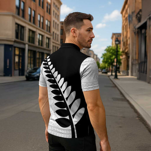 New Zealand Silver Fern Niho Taniwha Zipper Polo Shirt - Aussie Hoodie