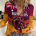 Broncos Rugby ANZAC Women Casual Shirt Lest We Forget LT9