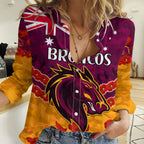 Broncos Rugby ANZAC Women Casual Shirt Lest We Forget LT9
