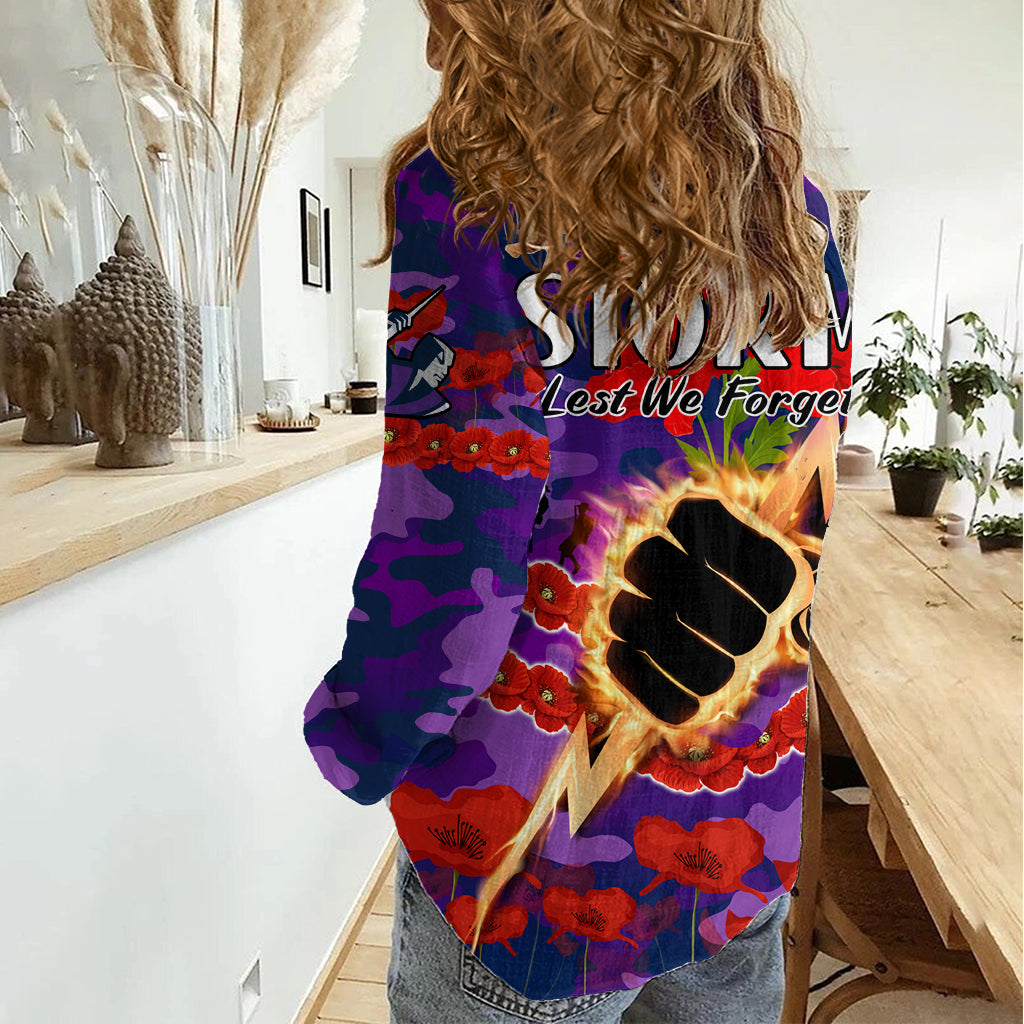 Storm Rugby ANZAC Women Casual Shirt Lest We Forget LT9