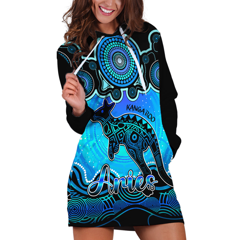 personalised-australia-aries-kangaroo-zodiac-hoodie-dress-auz-astrology-aboriginal-aqua