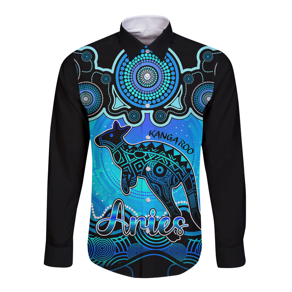 personalised-australia-aries-kangaroo-zodiac-long-sleeve-button-shirt-auz-astrology-aboriginal-aqua