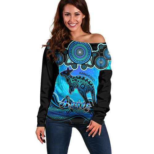 personalised-australia-aries-kangaroo-zodiac-off-shoulder-sweater-auz-astrology-aboriginal-aqua