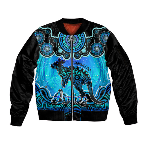 personalised-australia-aries-kangaroo-zodiac-sleeve-zip-bomber-jacket-auz-astrology-aboriginal-aqua