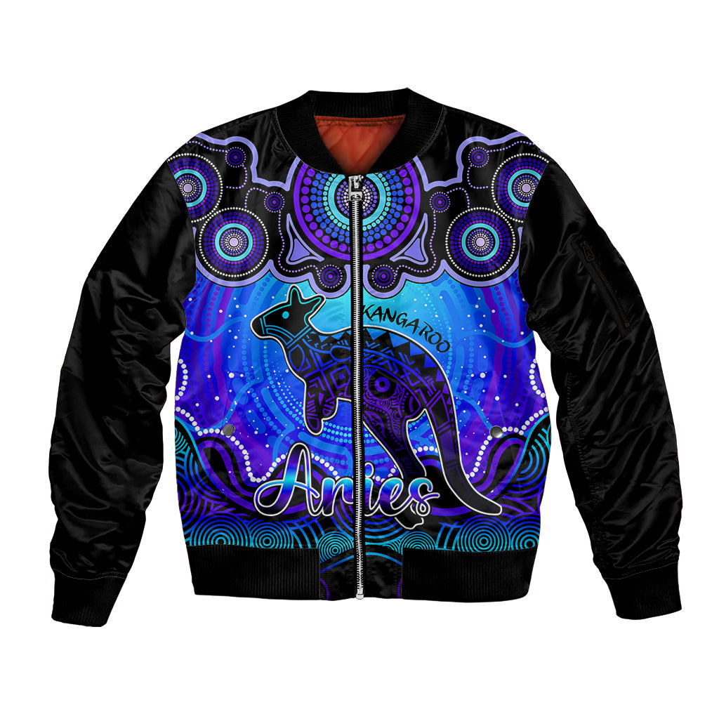personalised-australia-aries-kangaroo-zodiac-sleeve-zip-bomber-jacket-auz-astrology-aboriginal-blue