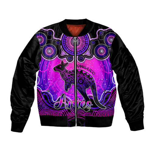 personalised-australia-aries-kangaroo-zodiac-bomber-jacket-auz-astrology-aboriginal-magenta