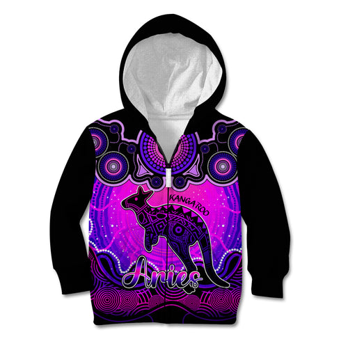 personalised-australia-aries-kangaroo-zodiac-kid-hoodie-auz-astrology-aboriginal-magenta
