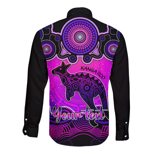 personalised-australia-aries-kangaroo-zodiac-long-sleeve-button-shirt-auz-astrology-aboriginal-magenta